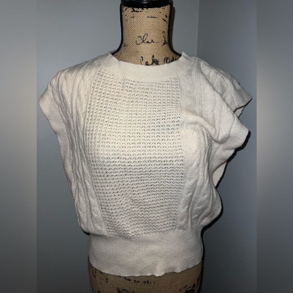LOFT Cream Knitted Sweater Vest Size M (Petite)
